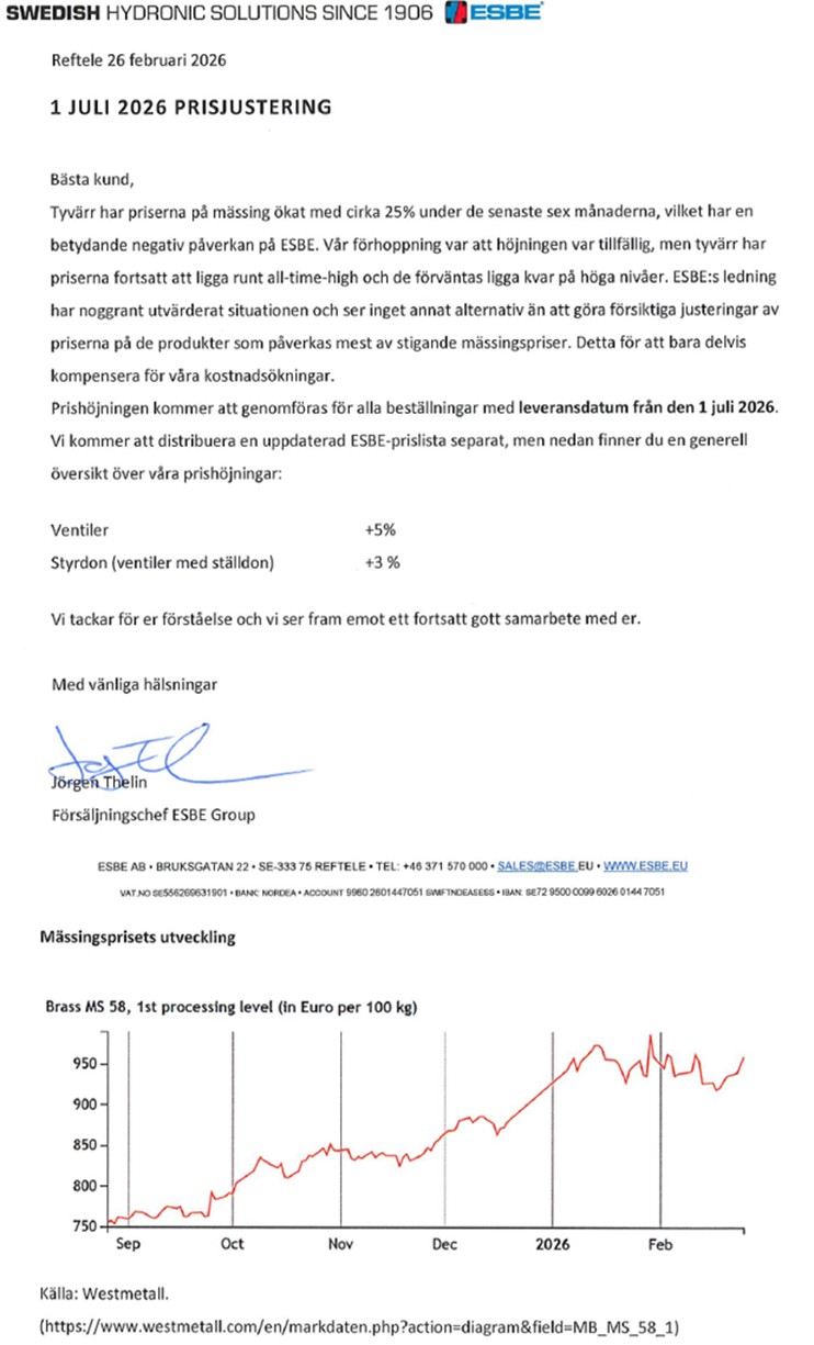 Esbe prisstigning 010726